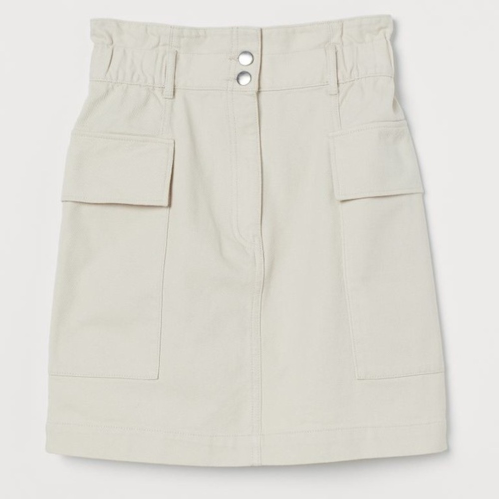 H&M Cargo Utility Paper Bag Skirt Beige